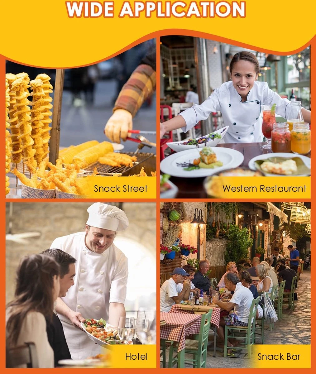 Uten - Spiraalsnijder Aardappel - Groente Slicer - Fruit Slicer - Frietsnijders - Voor Fruit, Aardappelen, Tornado Chips, Komkommers Of Wortels(RVS) - Afbeelding 8