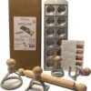 Foodiletto - Raviolimaker Set - Vorm 12 Ravioli - Aluminium/Beukenhout - Zilver