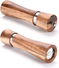 Luxe Peper En Zoutmolen Set - Pepermolen - Acacia Hout - RVS - 21cm