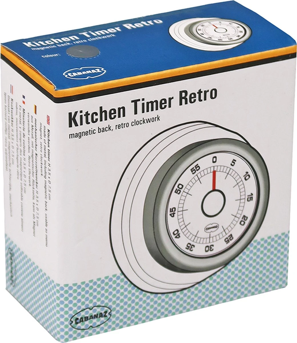 CABANAZ - Mechanische Kookwekker, Metaal Met Magneet, KITCHEN TIMER, Blauw - Afbeelding 3