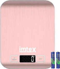 Imtex Digitale Precisie Keukenweegschaal - Tot 5000 Gram (5kg) - RVS Rosé