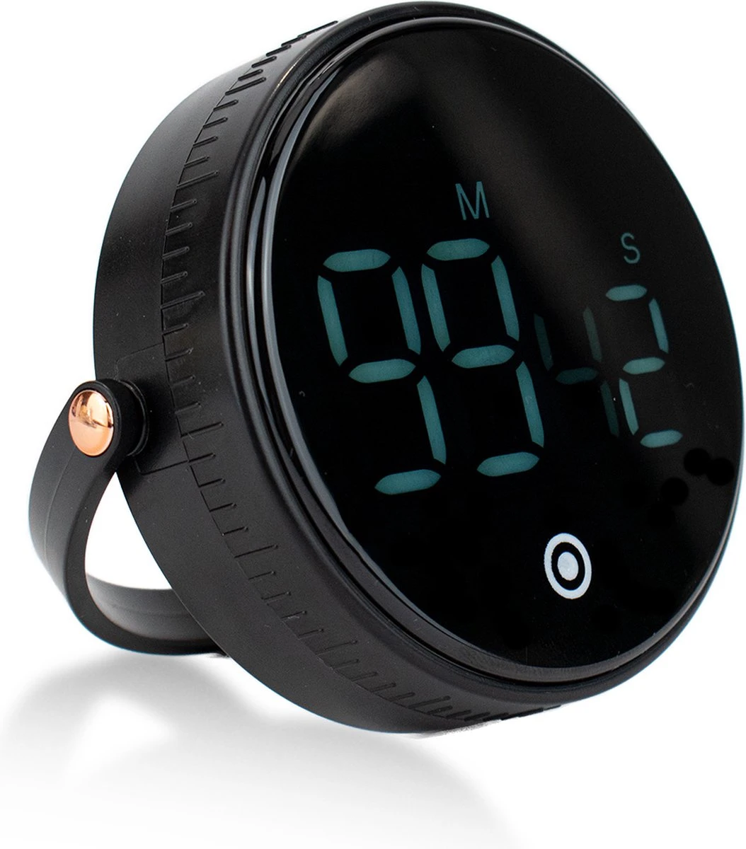 Nimma® Kookwekker - Digitale Keukenwekker - Magnetisch - Incl. Timer En Stopwatch - Draaiknop - Led - Zwart