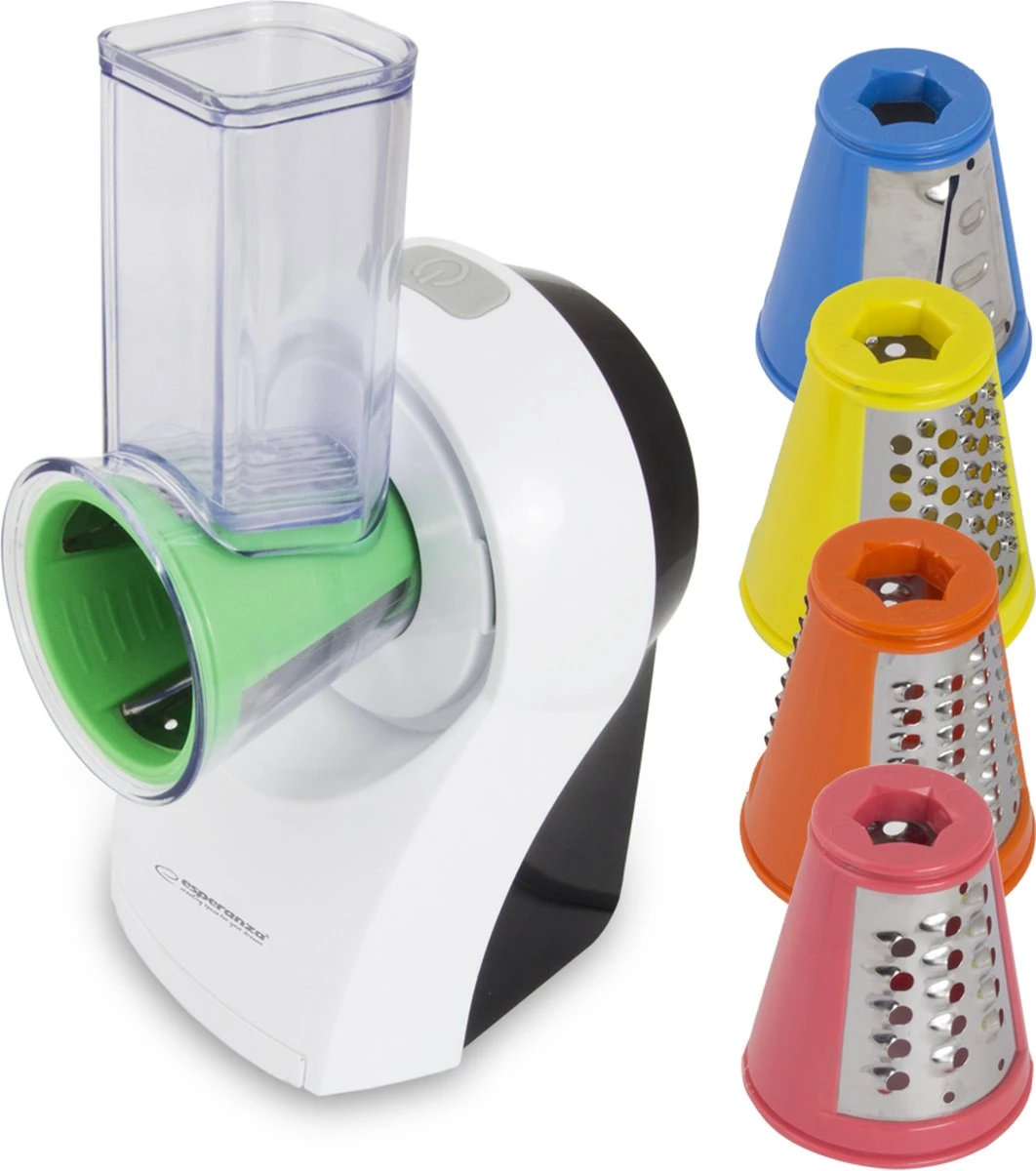Esperanza ''Caprese'' Elektrische Rasp Met 5 Opzetstukken - Snel Raspen - Elektric Grater - 150W - Wit - Afbeelding 3