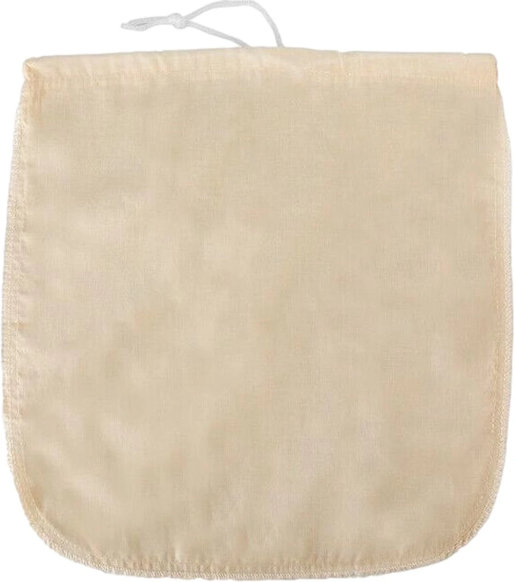 YUGN Kaasdoek Neteldoek Notenmelkzak - Ongebleekt Biologisch Katoen Met Verstevigde Naad - Voor Maken Van Oa Amandelmelk En Kaas - 35x35cm - Cadeau Tip - Afbeelding 5