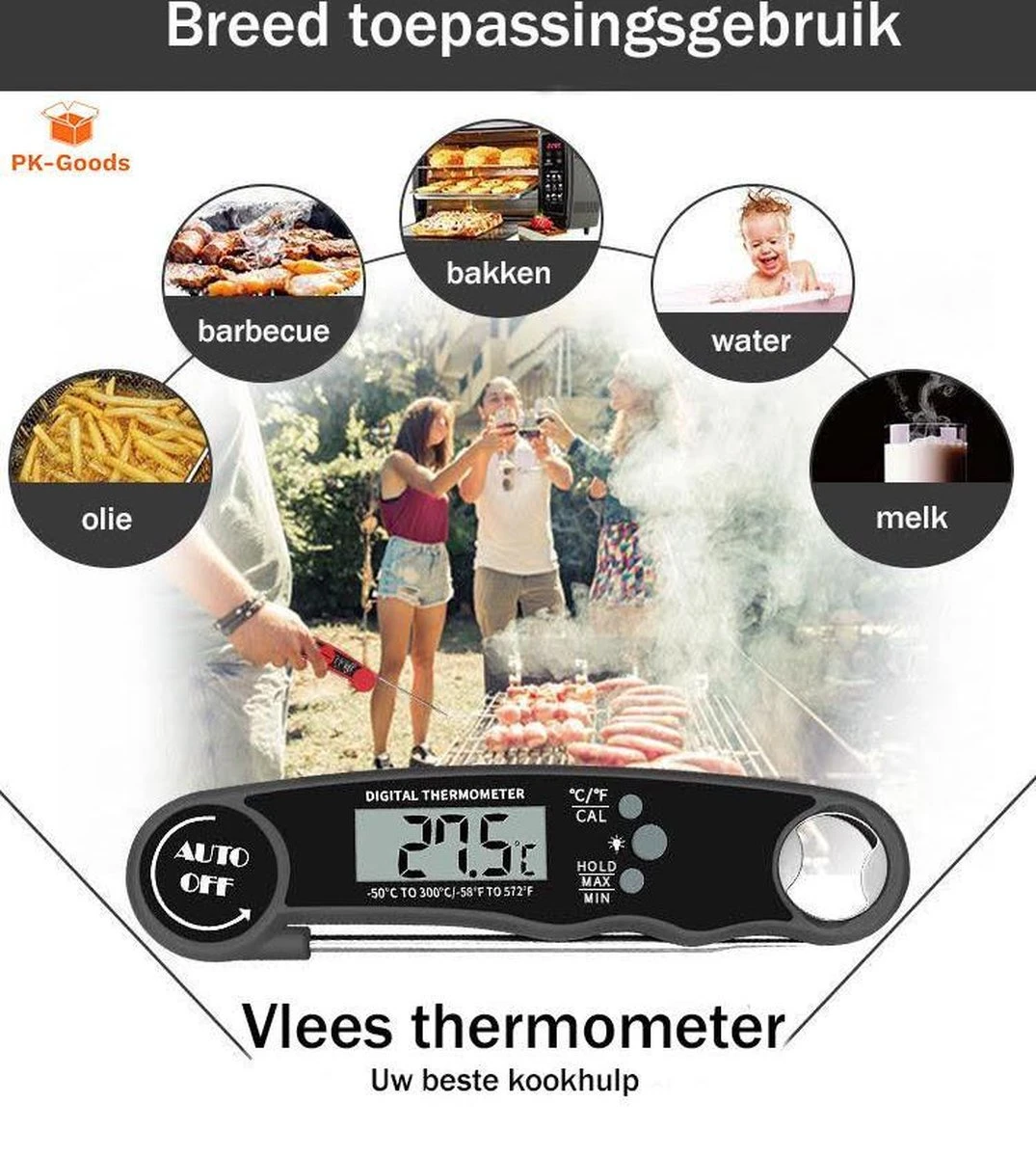 Merkloos PK Goods BBQ Thermometer- BBQ Accesoires -Draadloze Thermometer- Kernthermometer - Waterdicht- Vleesthermometer - Afbeelding 2