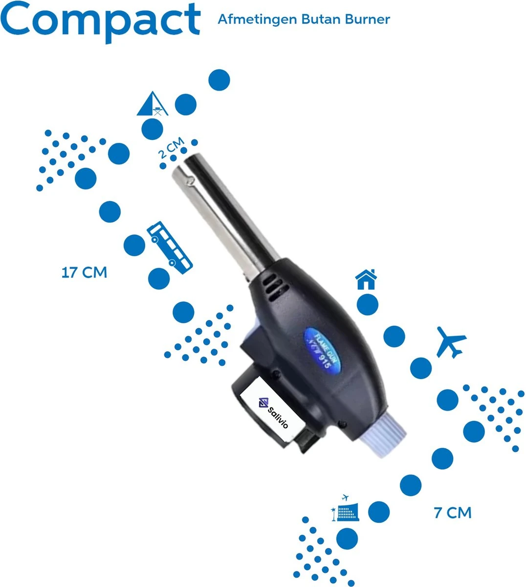 Vivefly Kitchen Salivio Butan Burner - Universele Gasbrander Voor Creme Brulee, Keuken, Kamperen En Barbecue - Draagbare Butaan Brander - Kookgerei - Afbeelding 5