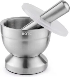 BOTC Vijzel Met Stamper – RVS – Geschikt Voor Specerijen, Kruiden, Knoflook - Sliver