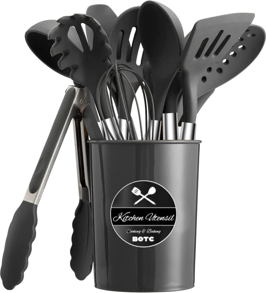 Keukengerei Set Met Houder 15-delig - Siliconen - Hittebestendig / BPA Vrij