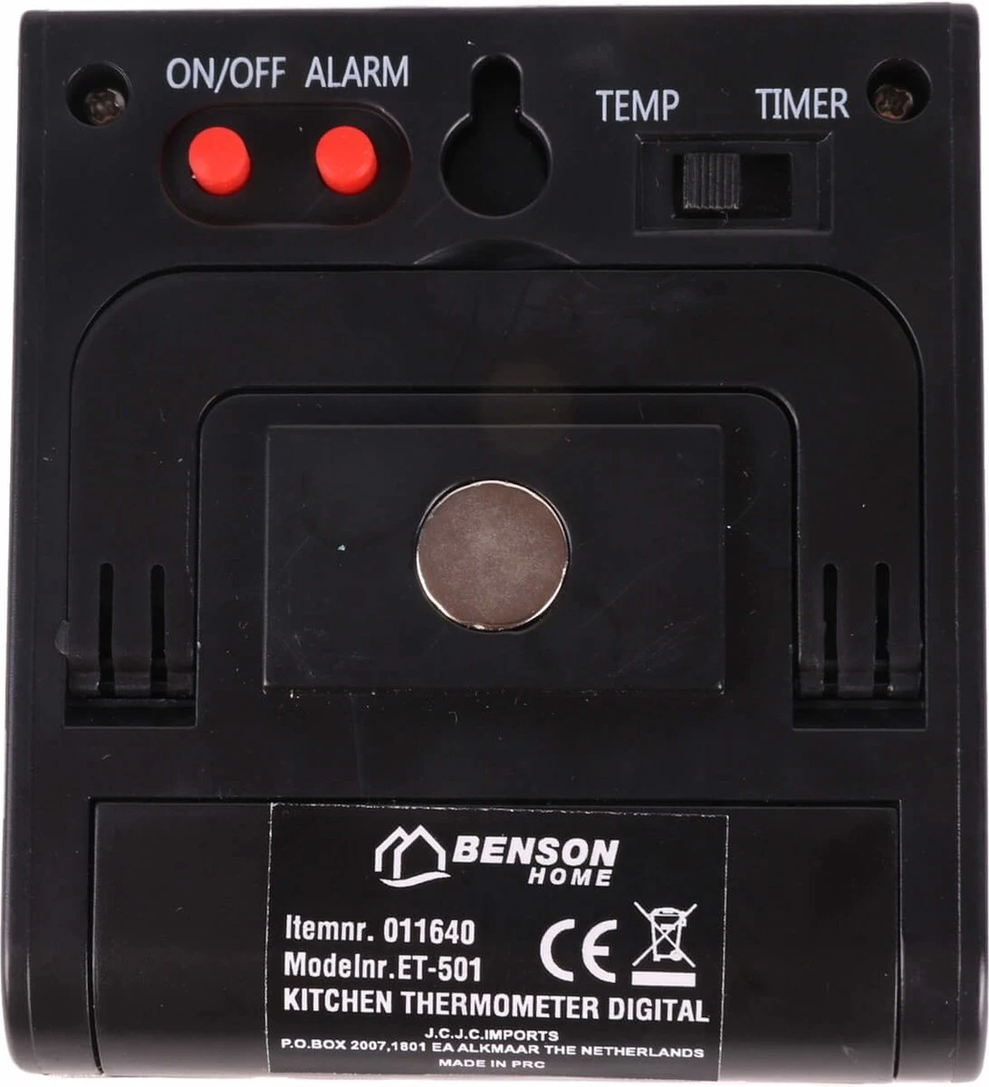 Benson Digitale Keukenthermometer - Vleesthermometer - Incl. Timer, Warmte Alarm En Batterij - Afbeelding 2