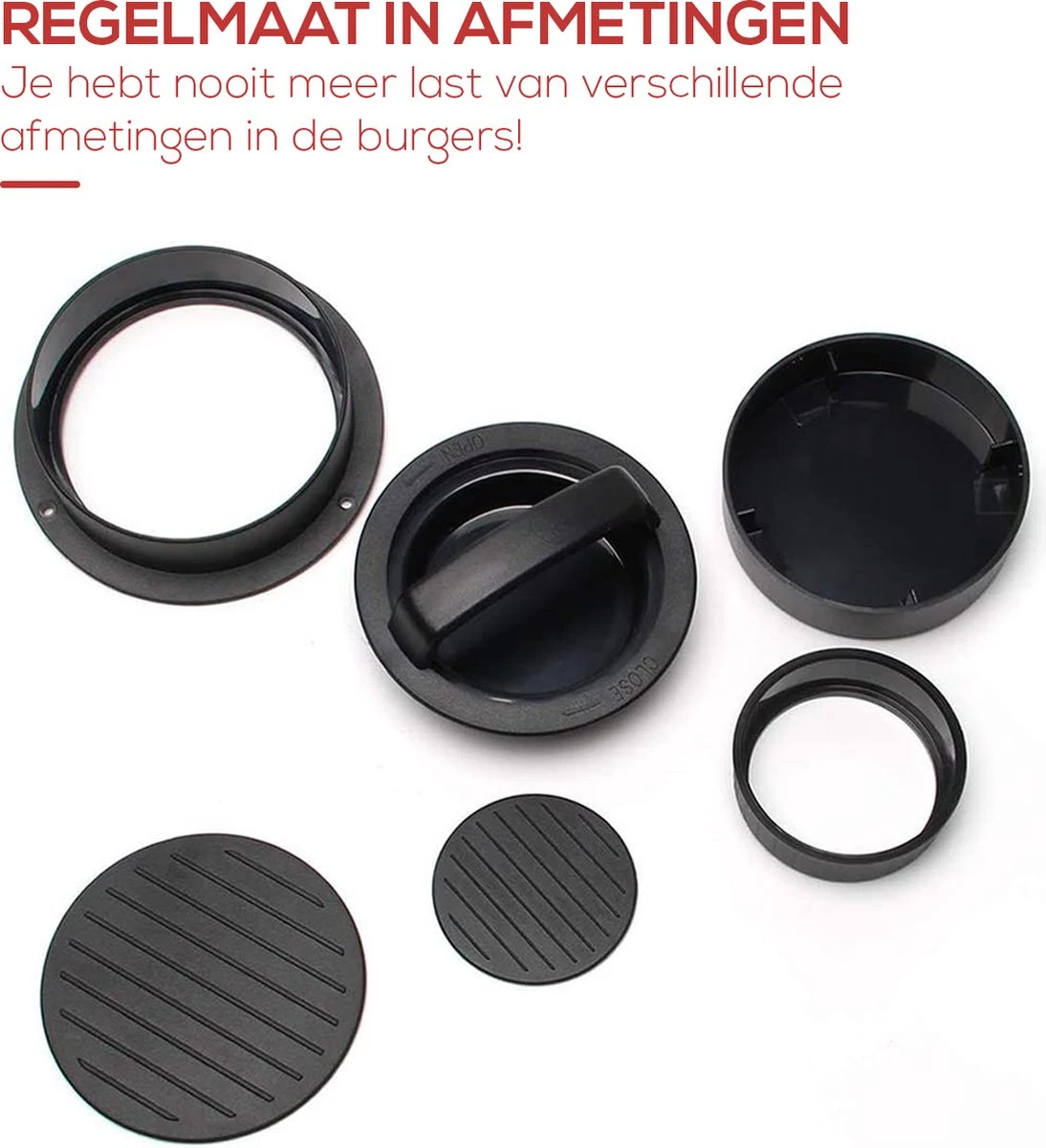 NP Goods - Hamburgerpers 3 In 1 Inclusief 100 Vellen Wax Papier - Hamburger Pers - Burger Press - BBQ Accessoires - Hamburgermaker - Kookgerei - Afbeelding 2