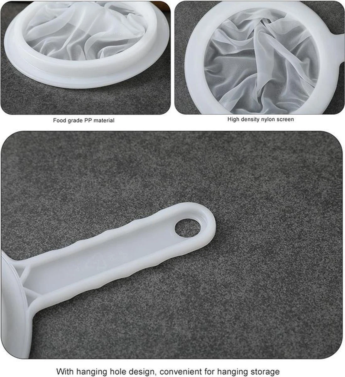 WiseGoods Keuken Zeef - Mesh Keukenzeef - Ultra-fijne Bolzeef - Vergiet - Keuken Accessoires - (Geschikt Voor Kefir) - Afbeelding 3