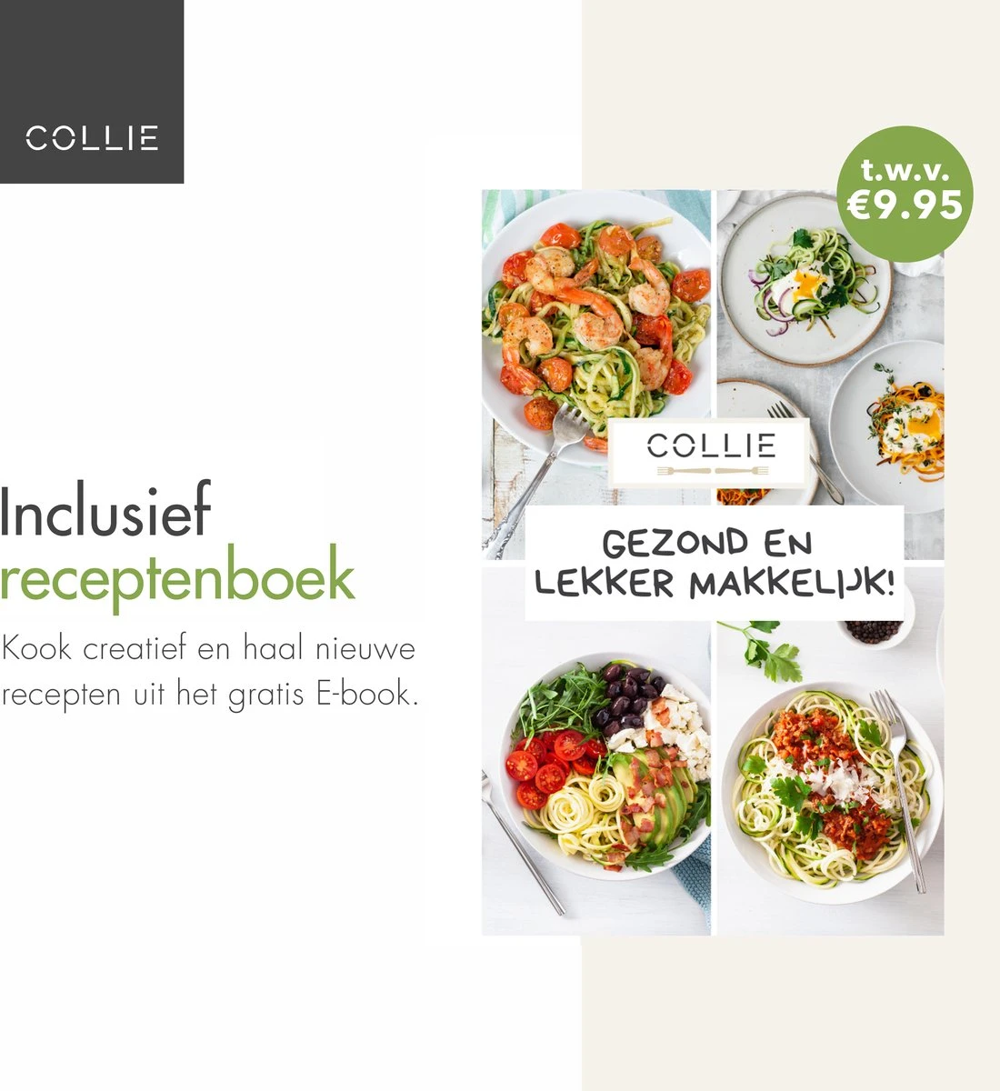 COLLIE Spiraalsnijder - Inclusief Recepten E-book & Schoonmaakborsteltje - Spirelli - Spiralizer - Courgettesnijder - Afbeelding 4