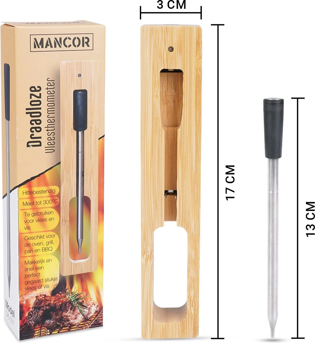 Mancor Vleesthermometer Met Bluetooth En App - BBQ Accessoires Thermometer - Keukenthermometer Digitaal - Afbeelding 8