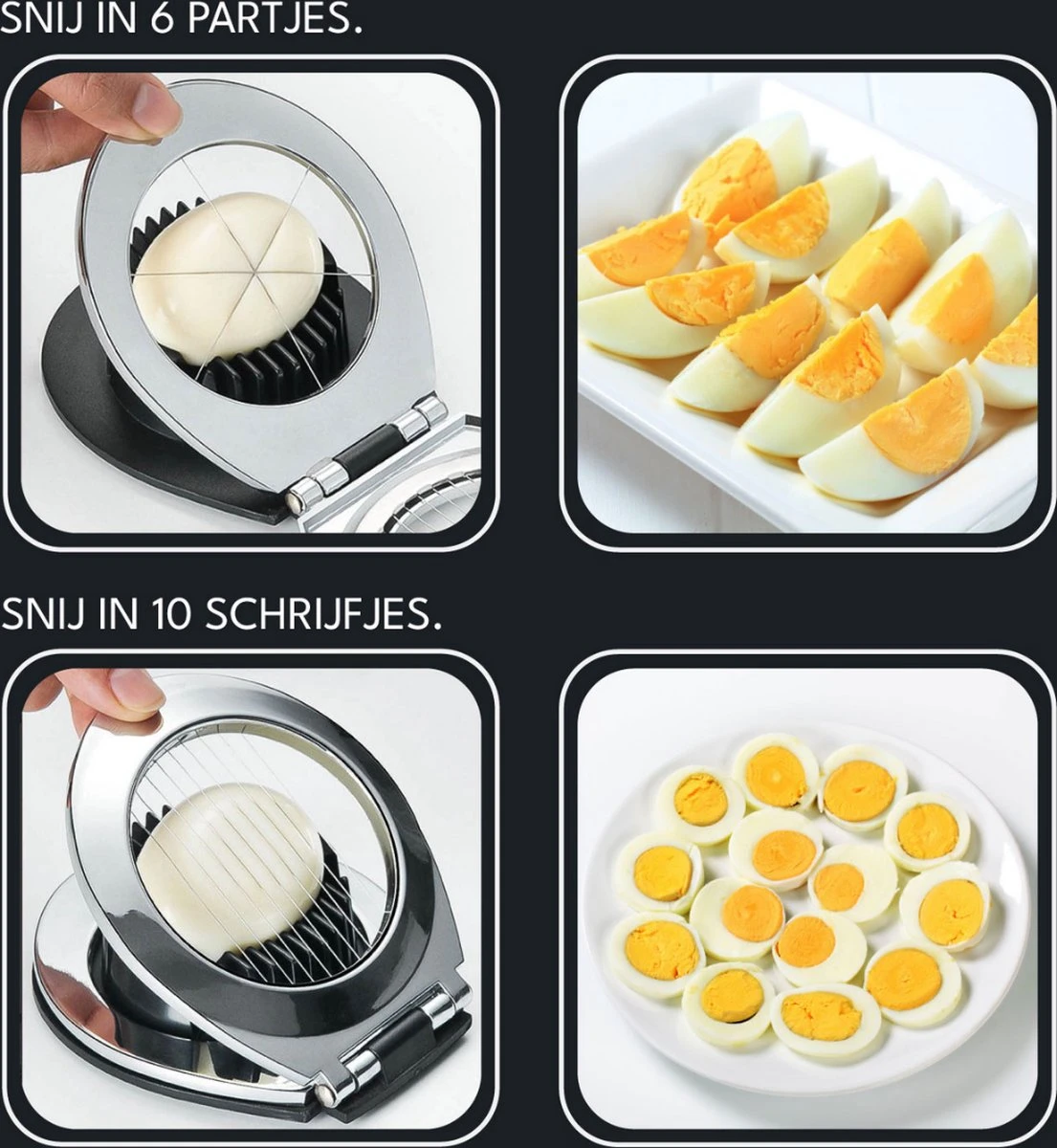 VAIVE Eiersnijder Vaatwasserbestendig - RVS - Champignonsnijder - Keukengerei - Afbeelding 4