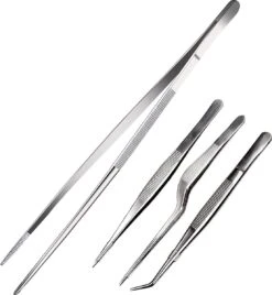 SKJØNE Keukenpincetten - Set Van 4 Stuks - 30 Cm - 16 Cm - Vleespincet - Keukentang - Kookpincet - Pincet Modelbouw - Serveerpincet - Keukenpincet 30 Cm - Pincet Koken - Pincet Hobby - Roestvrij Staal