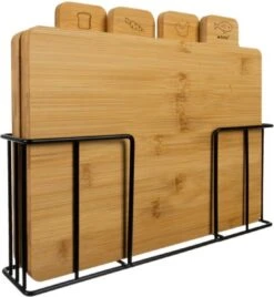 Elefes Bamboe Snijplankenset Met Houder - Set Van 4 Snijplanken - Snijplank - Bamboe