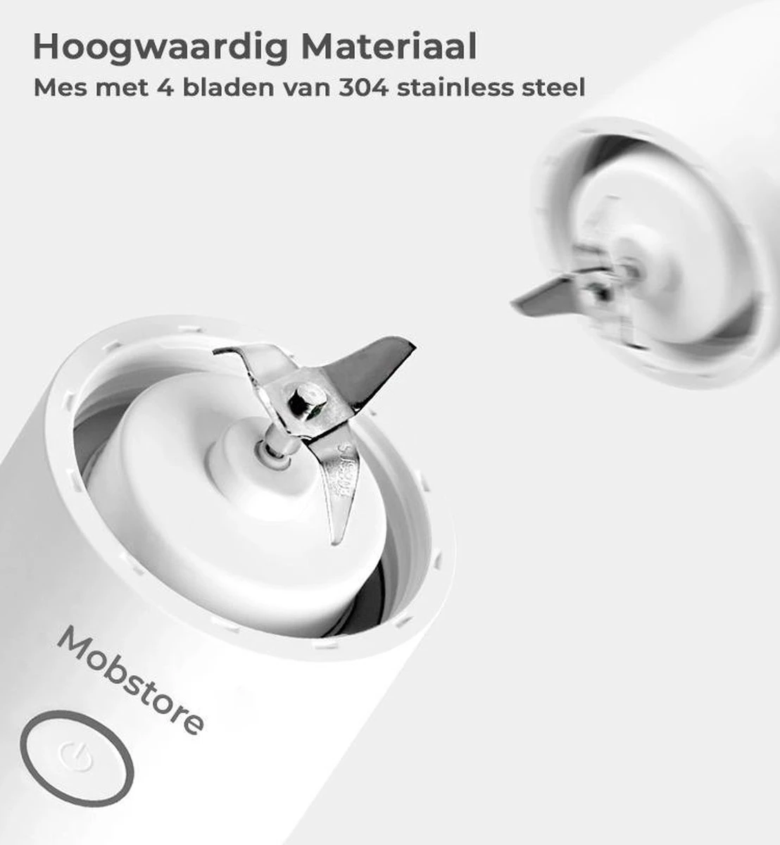 Merkloos Draagbare Mini Blender - USB Oplaadbaar - Draadloos - Wit - 350ml - Afbeelding 4