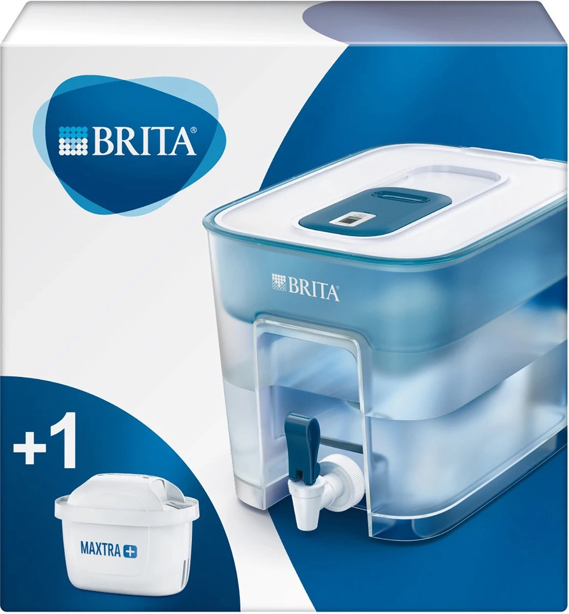 BRITA - Waterfilterkan - Flow Cool - Blauw - 8,2L + 12 Pack MAXTRA+ Waterfilterpatronen - Voordeelverpakking