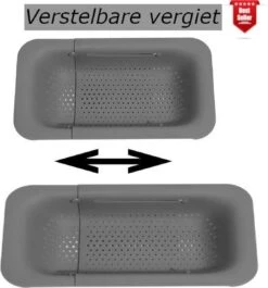 Verstelbare Keuken Vergiet/zeef | 36 Tot 50 Cm Uitschuifbaar | Vergiet Voor Gootsteen | Zeef Keuken | Keukengerei | Kunststof | Grijs
