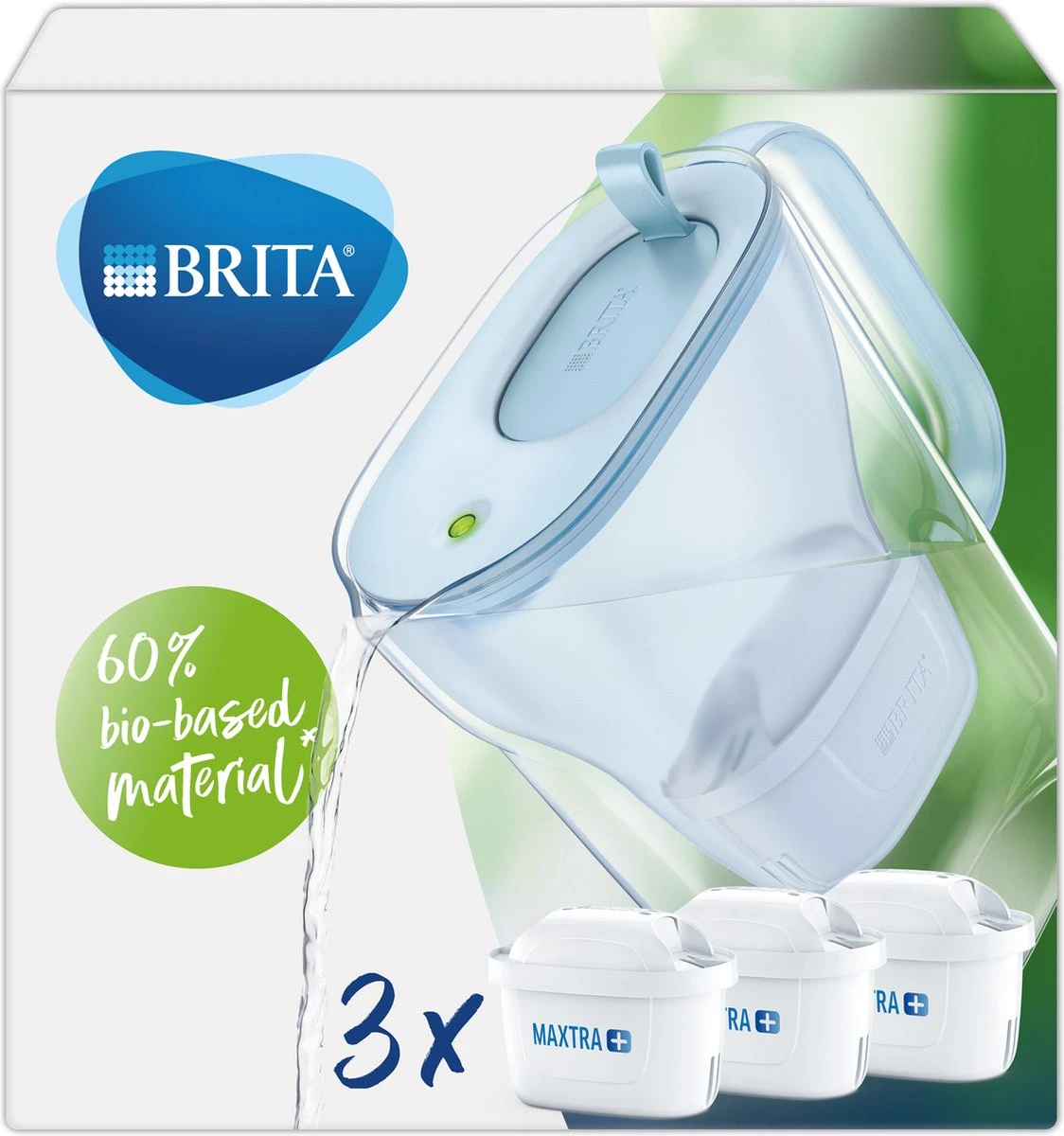 BRITA Waterfilterbundel Style Eco Cool Powder Blue + 3 MAXTRA+ Filterpatronen