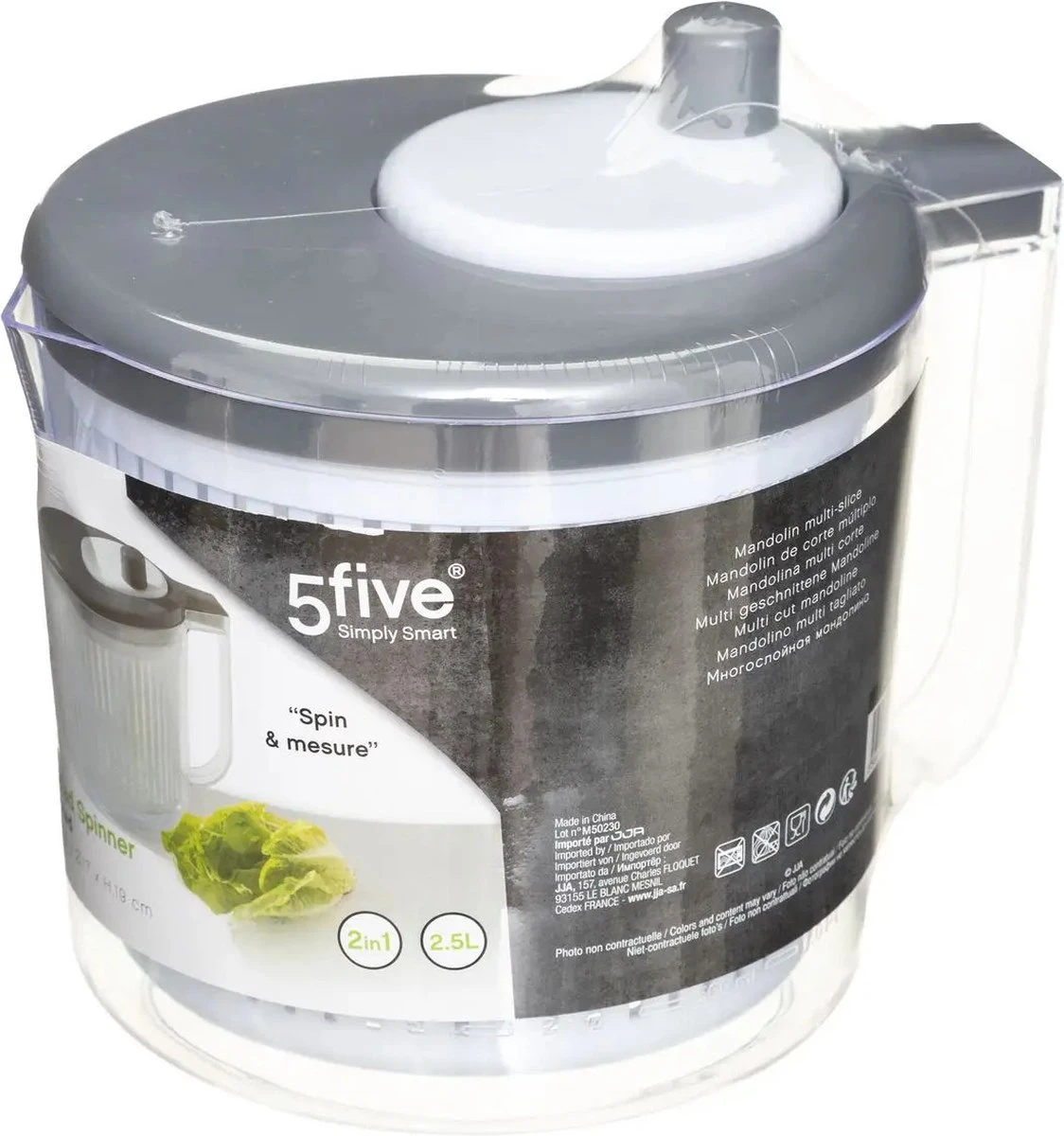 Slacentrifuge / Slazwierder / Sladroger Kunststof 2,5 Liter - Salade Spinner - Afbeelding 4