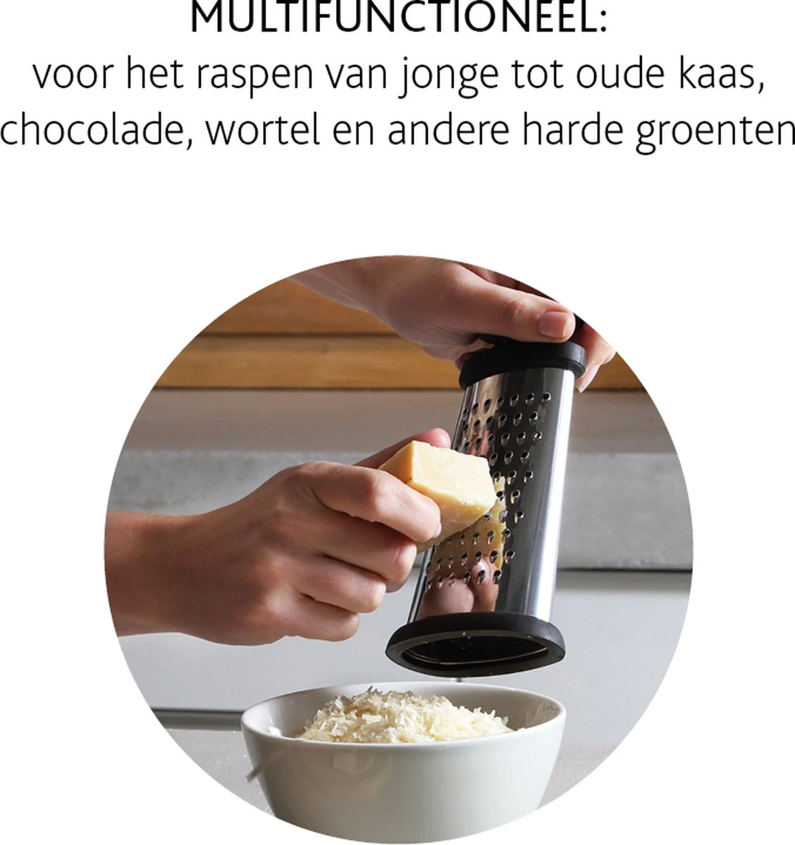 Boska Trio Formaggio - Tafelrasp Met 3 Raspmethodes - Multifunctioneel - Zilver/Zwart - Afbeelding 3