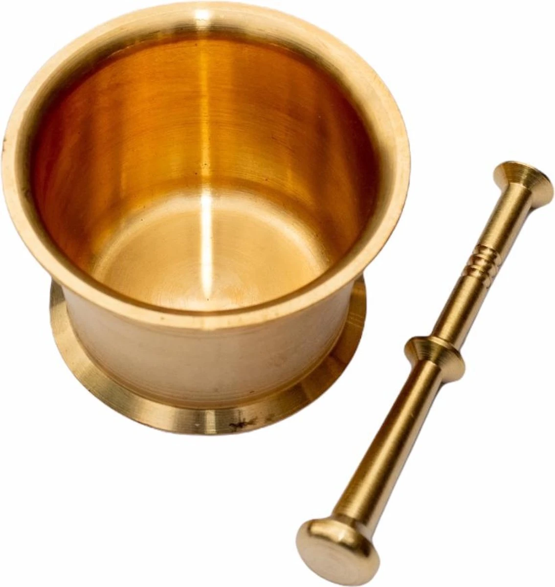 Messing Goudkleurige Vijzel Met Stamper - 4 X 6.5 Cm - Persis Treasures - Afbeelding 2