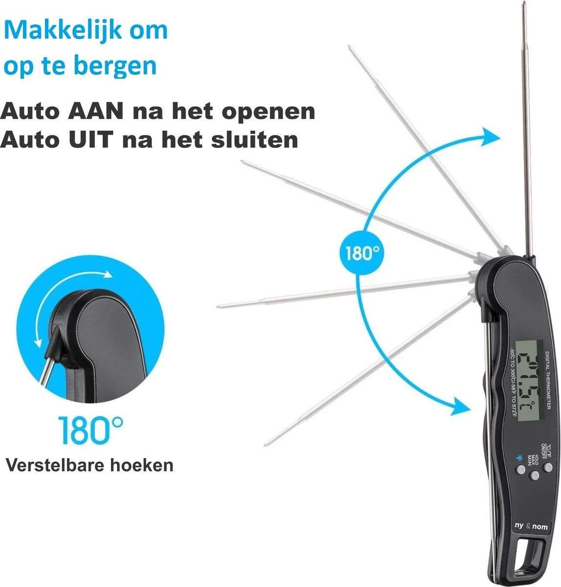Premium Digitale Keuken Thermometer Met Flashlight- Vleesthermometer - Kookthermometer - Bbq Thermometer - Suikerthermometer Met Hold Functie - Afbeelding 6