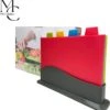 MyCuisine - Snijplankenset Met Houder - 4 Stuks - Snijplanken - Keuken Accessoires - Snijplank - 30 X 22,3 X 0,5 Cm - Kunststof - Zwart