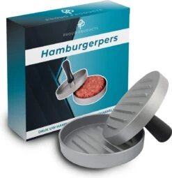 ProudProducts Hamburgerpers Met 100 Wax Papiertjes – Hamburgermaker – Hamburger Pers - BBQ Accesoires - RVS