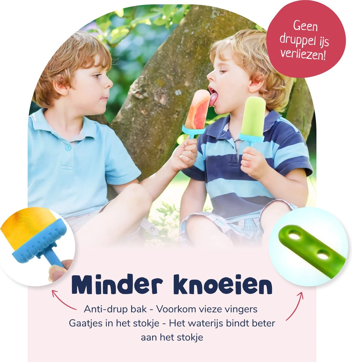 Perow Ijsvormpjes - 6 Stuks - Inclusief Gratis Trechter En Reinigingsborstel - BPA En Chemicaliën Vrij Silicone IJshouder - IJs Vorm Makers - 2 Kleuren - IJslolly Vormen - Afbeelding 2