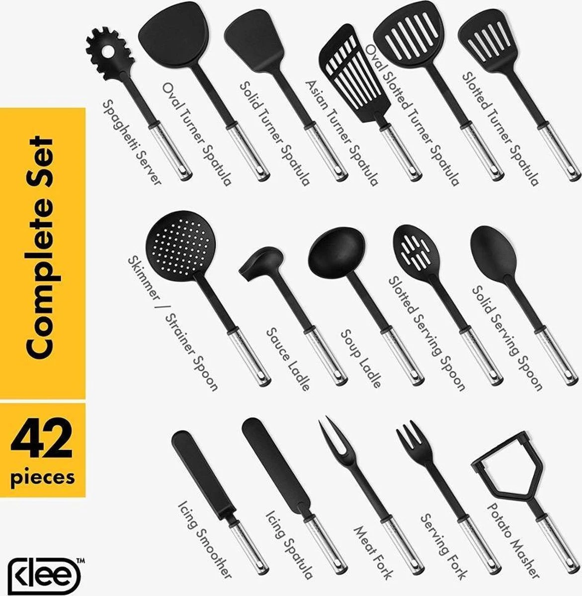 Kookgerei Set - Zwart - 42-delig - Keukengerei - Afbeelding 4