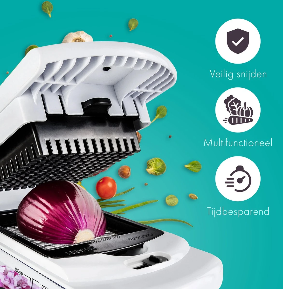 Cavos - Multifunctionele Groentesnijder - Mandoline - Uiensnijder - Frietsnijder - Rasp - Vlijmscherp - BPA-vrij - Afbeelding 7