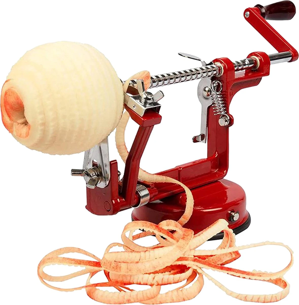 MESC Appelschilmachine Appelschiller Met Zuignap -Appelboor - Appelsnijder - Rood