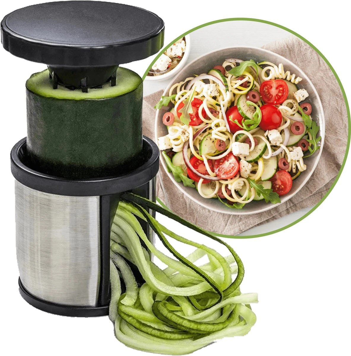 COLLIE Spiraalsnijder - Inclusief Recepten E-book & Schoonmaakborsteltje - Spirelli - Spiralizer - Courgettesnijder