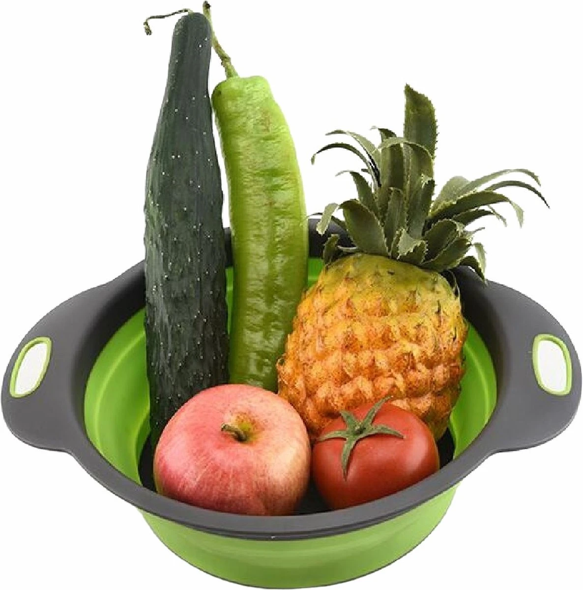 Inklapbare Vergiet - Opvouwbaar - Siliconen - Groot - Groen/Grijs - NIEUW MODEL !!! - Afbeelding 6