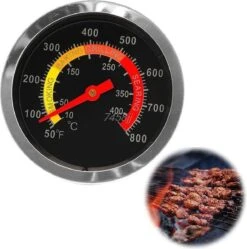 Merkloos Barbecue Thermometer - Temperatuurmeter - Tot 400 Graden - Inbouw - Voor BBQ, Smoker, Kamado, Rookoven, Pizzaoven - RVS - Geschikt Voor O.a. Weber & Houtskoolbarbecues