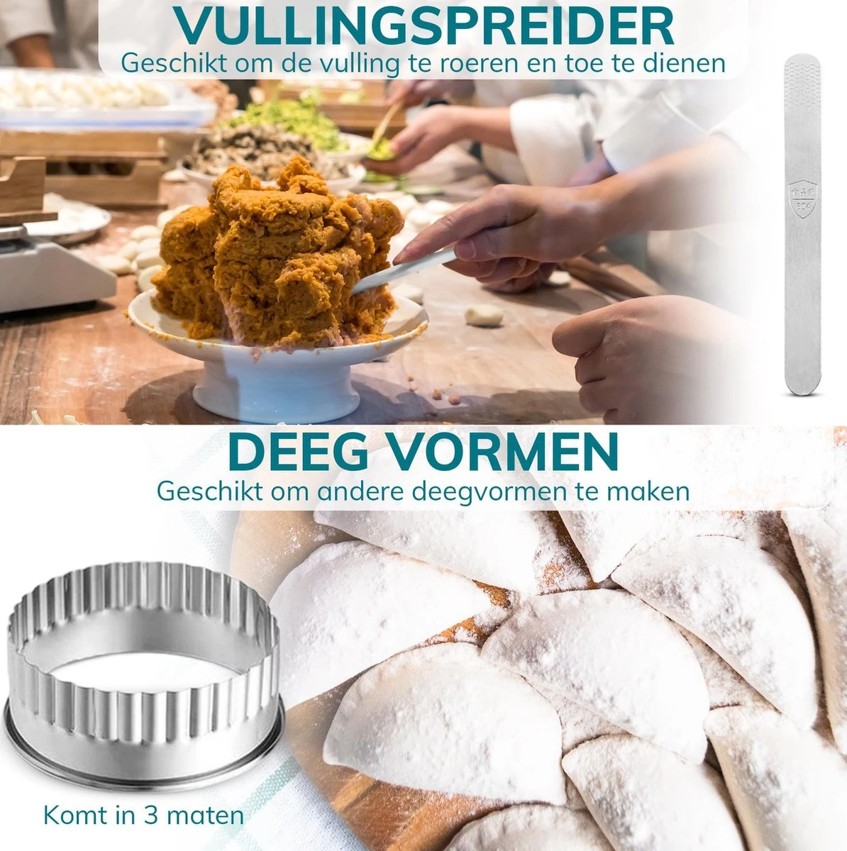 Qualisce Dumpling Maker - Ravioli Snijder - Deegroller - Rvs - Afbeelding 3
