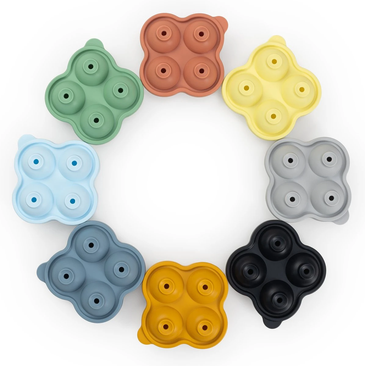 Blumtal Bollen IJsblokjesvorm - 2 X 4 IJsblokjes - Hoogwaardig Siliconen - 8 Stuks - 5 Cm - Grijs - Blauw / Lichtblauw - Afbeelding 3