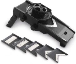 Hendi Mandoline Groentesnijder V-vorm - Incl. 5 Extra RVS Messen - Instelbare Snijdikte 1 Tot 9 Mm