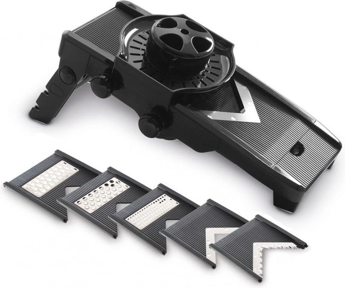 Hendi Mandoline Groentesnijder V-vorm - Incl. 5 Extra RVS Messen - Instelbare Snijdikte 1 Tot 9 Mm