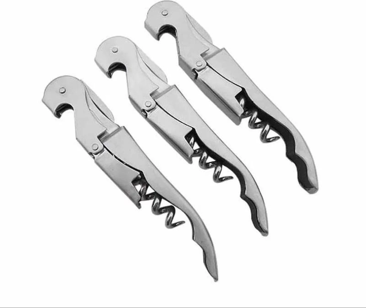 Kurkentrekker - Wijnopener - Bieropener - Kelnermes - Flesopener- Bierflesopener - Volledig RVS - Afbeelding 6