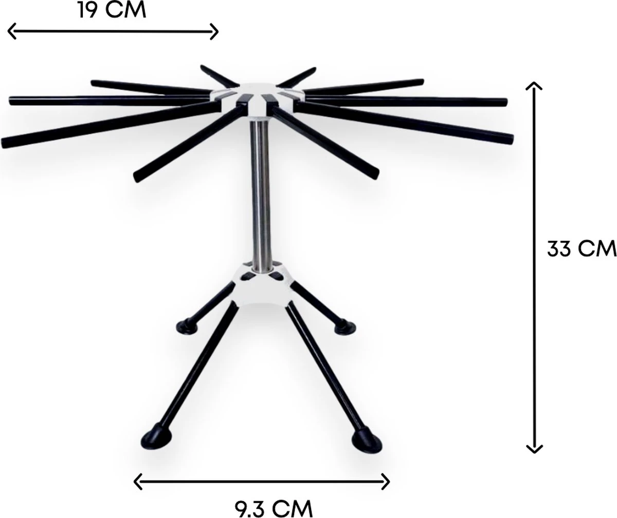 YUGN Pasta Droogrek RVS En Pastarek Inklapbaar - Pasta Droger Voor Oa Spaghetti En Is Vaatwasserbestendig - Met Gratis E-Book - Ruim 10 Armen Van 19 Cm En Hoogte Van 32cm - Cadeau Tip - Afbeelding 9