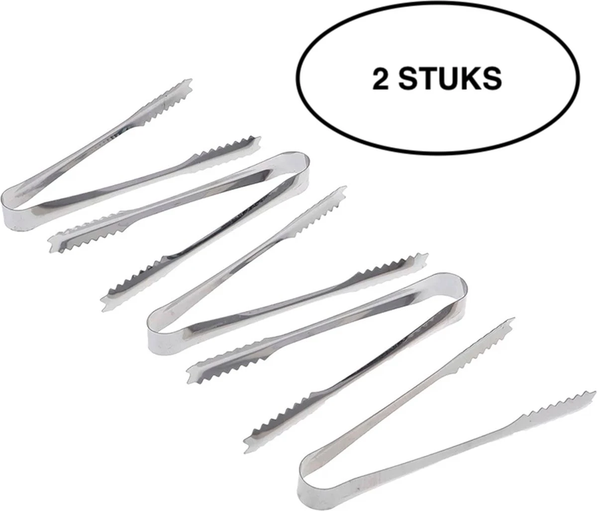 Buffettang - Barbecue Tang - Roestvrij Stalen Tang - Keuken Tools - IJsblokjes Tang - Suikerklontjes Tang - Bartender Tools - 2 Stuks