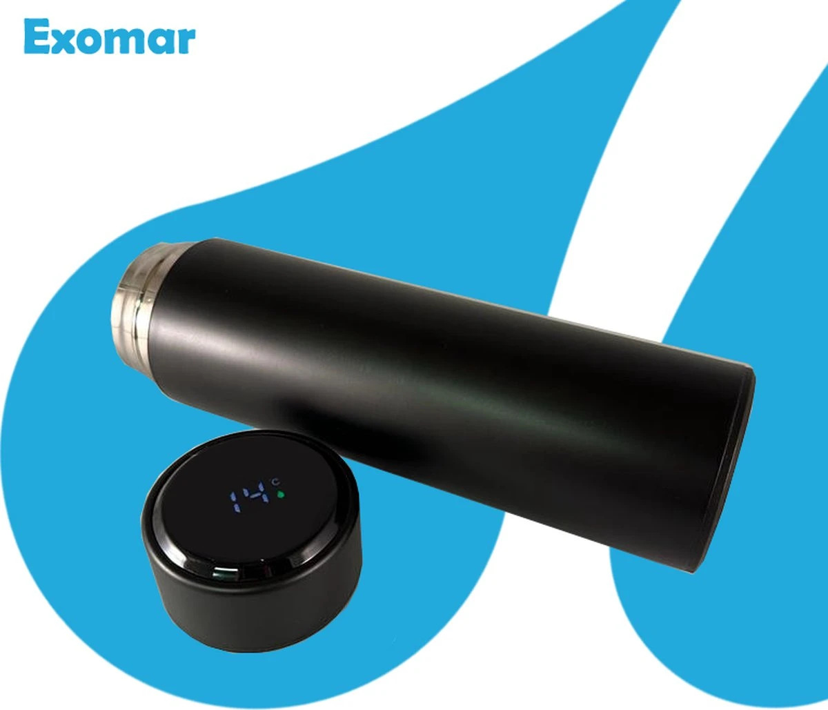 Exomar® Slimme Thermosfles Met LCD Temperatuur Display - Curver Isolatiefles 500 ML - Matte Finish - Thermosbeker - Isoleerfles - Dubbelwandige Thermosfles - Thermoskan - Travel Mug - Bidon Drinkfles - Drinkflessen - RVS - Koffiebeker - Smart Thermos - Afbeelding 5