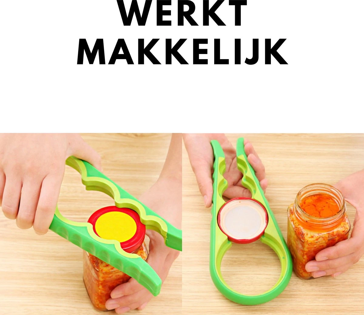 Merkloos 4-in-1 Allesopener - Universeel - Voor Deksels En Potten - Dekselopener - Potopener - Flesopener - Pot Opener - Fles Opener - Pottenopener - Flesopener - Reuma Hulp - Rood / Grijs - Afbeelding 3