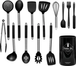 Keukengerei Set Met Houder 14 Delig - Hittebestendig / BPA Vrij / Siliconen - Keuken Gerei - Keukenset