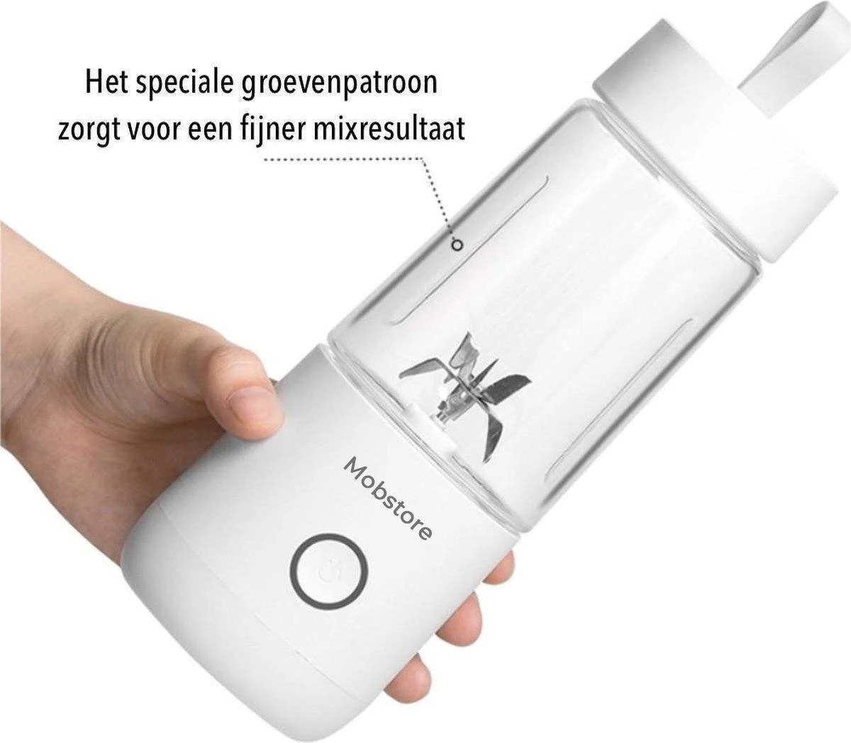 Merkloos Draagbare Mini Blender - USB Oplaadbaar - Draadloos - Wit - 350ml - Afbeelding 2