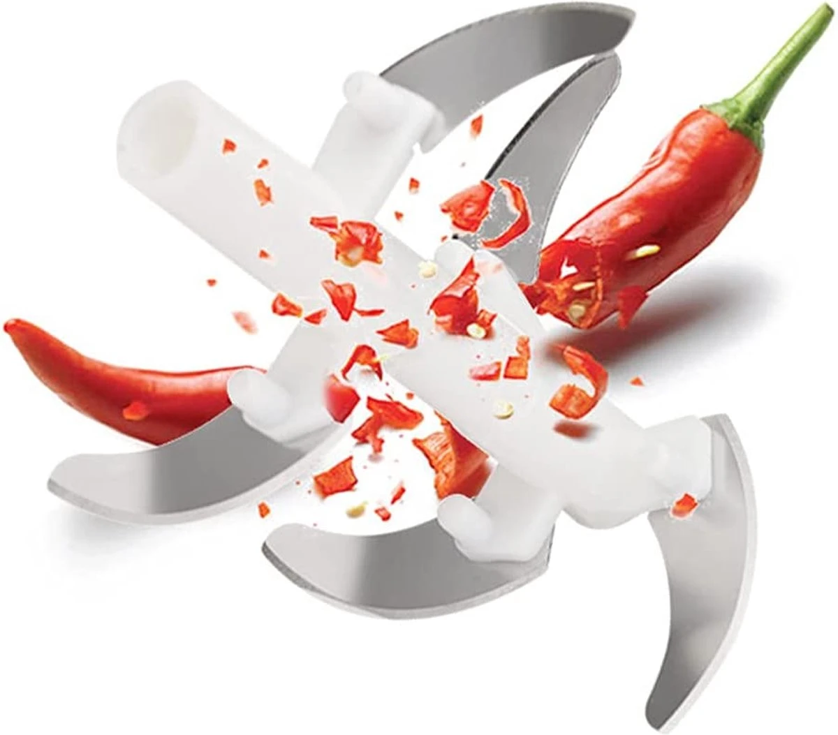 Doogo® Groentesnijder Met Trekkoord – Hakmolen – 900 ML – Groentehakker – Kruidenmolen – Uiensnijder – Blauw - Afbeelding 18