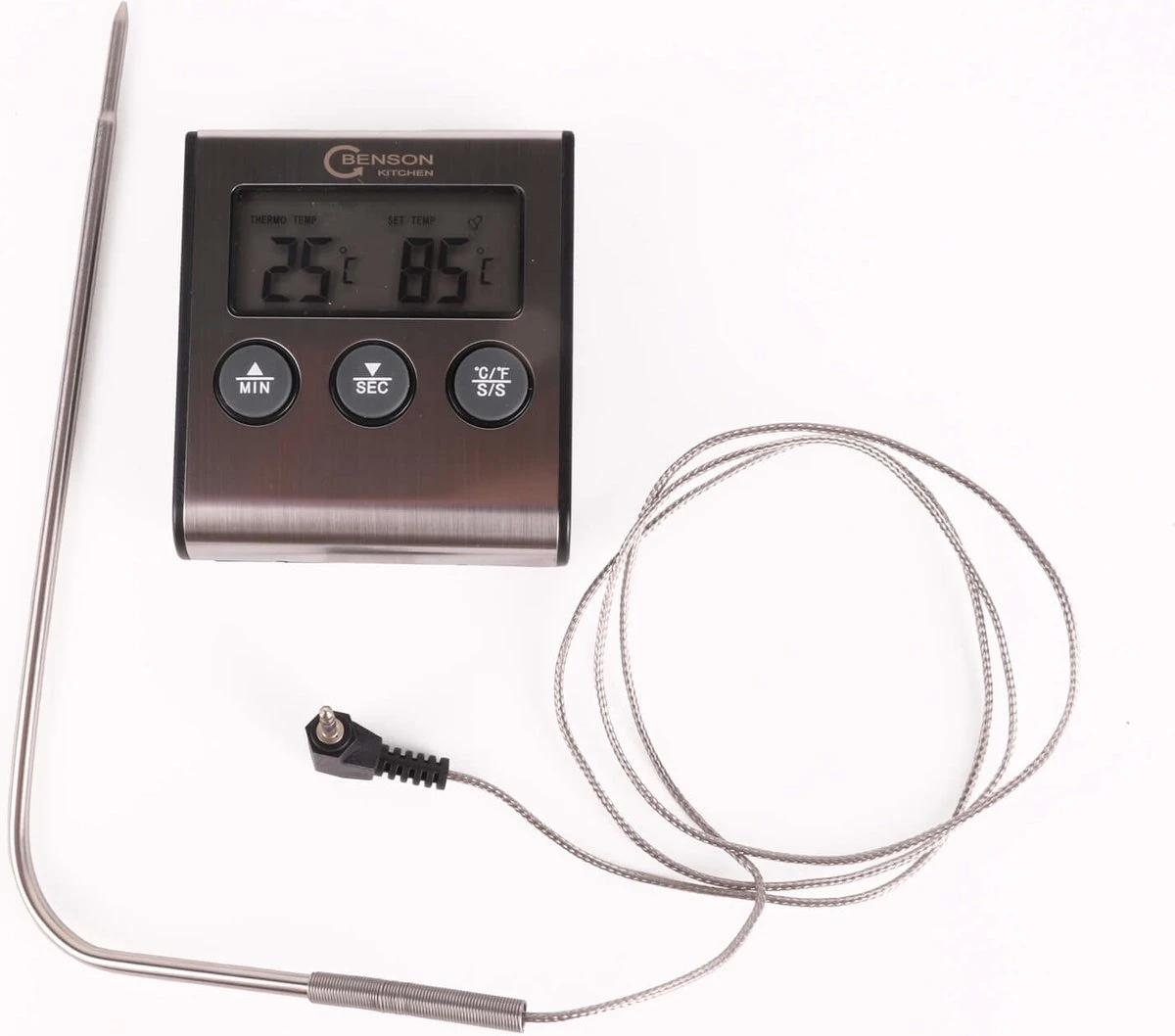 Benson Digitale Keukenthermometer - Vleesthermometer - Incl. Timer, Warmte Alarm En Batterij - Afbeelding 3